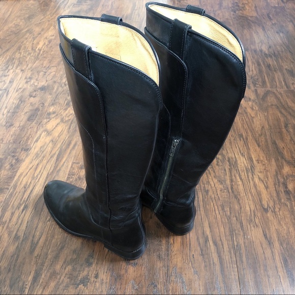 Frye Melissa Tall Riding Boots, black leather, knee high, low heel, size 9.5 - Picture 7 of 16